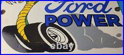 Vintage Ford Power Sign Cobra Jet Sales Service Gas Oil Porcelain Sign