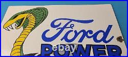 Vintage Ford Power Sign Cobra Jet Sales Service Gas Oil Porcelain Sign