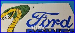 Vintage Ford Power Sign Cobra Jet Sales Service Gas Oil Porcelain Sign