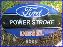 Vintage Ford Power Stroke Diesel Porcelain Ford Dealership Sign 12 X 7