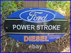 Vintage Ford Power Stroke Diesel Porcelain Ford Dealership Sign 12 X 7