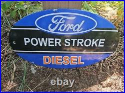 Vintage Ford Power Stroke Diesel Porcelain Ford Dealership Sign 12 X 7