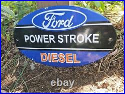Vintage Ford Power Stroke Diesel Porcelain Ford Dealership Sign 12 X 7