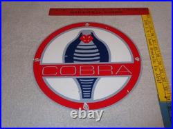 Vintage Ford Shelby Cobra Sports Car Snake 12 Porcelain Metal Gasoline Oil Sign
