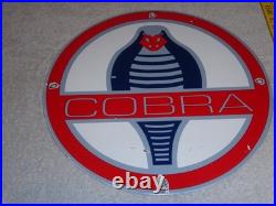 Vintage Ford Shelby Cobra Sports Car Snake 12 Porcelain Metal Gasoline Oil Sign