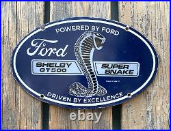 Vintage Ford Shelby Gt500 Mustang Cobra Dealer Gas Station Porcelain Oil Sign