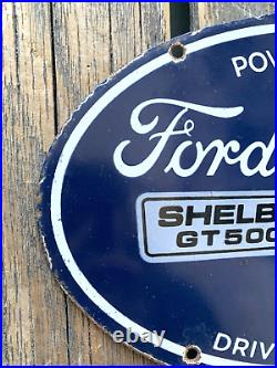 Vintage Ford Shelby Gt500 Mustang Cobra Dealer Gas Station Porcelain Oil Sign