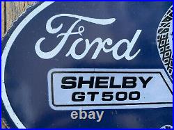 Vintage Ford Shelby Gt500 Mustang Cobra Dealer Gas Station Porcelain Oil Sign