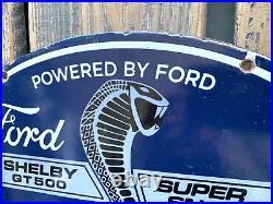 Vintage Ford Shelby Gt500 Mustang Cobra Dealer Gas Station Porcelain Oil Sign