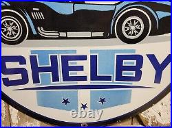 Vintage Ford Shelby Porcelain Sign 30 Old Race Car Gas Automobile Dealer Sales