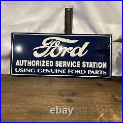 Vintage Ford Sign Authorized Service Station using genuine Porcelain Metal Sig