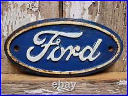 Vintage Ford Sign Cast Iron Automobile Dealer Truck Car Oval Auto Emblem Plaque