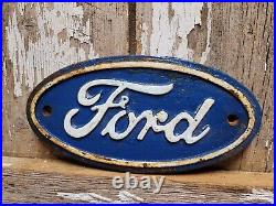 Vintage Ford Sign Cast Iron Automobile Dealer Truck Car Oval Auto Emblem Plaque