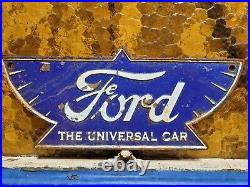 Vintage Ford Sign Cast Iron Old Automobile Dealer Truck Car Plaque Used Auto 15