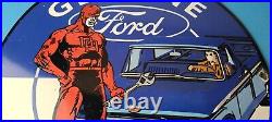 Vintage Ford Sign DC Comic Books Dare Devil Auto Truck Porcelain Gas Pump Sign