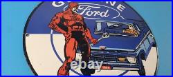 Vintage Ford Sign DC Comic Books Dare Devil Auto Truck Porcelain Gas Pump Sign