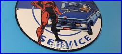 Vintage Ford Sign DC Comic Books Dare Devil Auto Truck Porcelain Gas Pump Sign