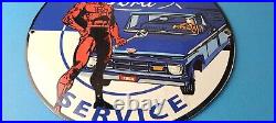 Vintage Ford Sign DC Comic Books Dare Devil Auto Truck Porcelain Gas Pump Sign