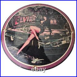 Vintage Ford Sign Elvira Mistress Porcelain Gas Pump Station Sign