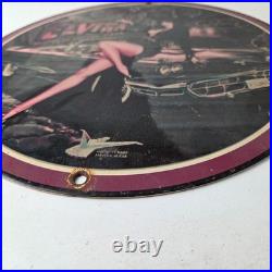 Vintage Ford Sign Elvira Mistress Porcelain Gas Pump Station Sign