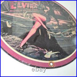 Vintage Ford Sign Elvira Mistress Porcelain Gas Pump Station Sign