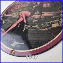 Vintage Ford Sign Elvira Mistress Porcelain Gas Pump Station Sign