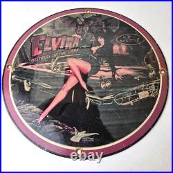 Vintage Ford Sign Elvira Mistress Porcelain Gas Pump Station Sign