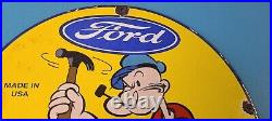 Vintage Ford Sign Porcelain Automobiles Popeye Authorized Gas Pump Sign