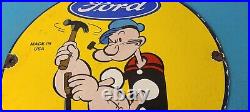 Vintage Ford Sign Porcelain Automobiles Popeye Authorized Gas Pump Sign