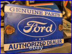 Vintage Ford Sign Porcelain Metal V8 Automobile Parts Service Gas Pump Sign