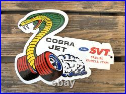 Vintage Ford Svt Cobra Jet Mustang Dealer Gas Station Porcelain Oil Pump Sign