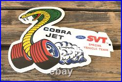 Vintage Ford Svt Cobra Jet Mustang Dealer Gas Station Porcelain Oil Pump Sign