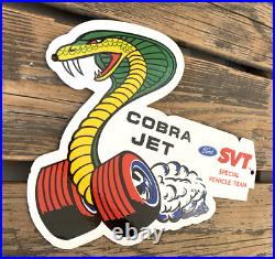 Vintage Ford Svt Cobra Jet Mustang Dealer Gas Station Porcelain Oil Pump Sign