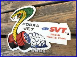 Vintage Ford Svt Cobra Jet Mustang Dealer Gas Station Porcelain Oil Pump Sign