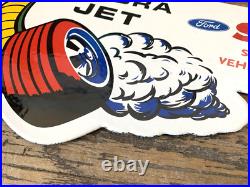 Vintage Ford Svt Cobra Jet Mustang Dealer Gas Station Porcelain Oil Pump Sign