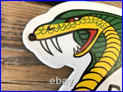 Vintage Ford Svt Cobra Jet Mustang Dealer Gas Station Porcelain Oil Pump Sign