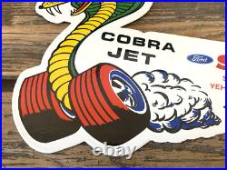 Vintage Ford Svt Cobra Jet Mustang Dealer Gas Station Porcelain Oil Pump Sign