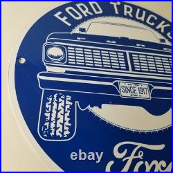 Vintage Ford Trucks Service Porcelain Sign Gas Pump Porcelain Auto Sign
