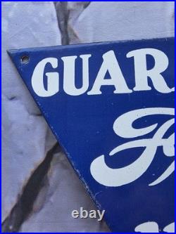 Vintage Ford Used Car Guaranteed Porcelain Sign 11.5 Triangle
