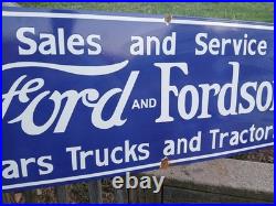 Vintage Fordson 3ft Porcelain Sign Old Gas Ford Truck Car Dealer Sales Service