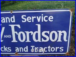 Vintage Fordson 3ft Porcelain Sign Old Gas Ford Truck Car Dealer Sales Service