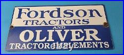 Vintage Fordson Sign Tractors Implements Service Gas Pump Porcelain Sign