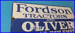 Vintage Fordson Sign Tractors Implements Service Gas Pump Porcelain Sign