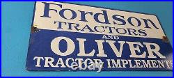 Vintage Fordson Sign Tractors Implements Service Gas Pump Porcelain Sign