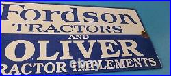 Vintage Fordson Sign Tractors Implements Service Gas Pump Porcelain Sign