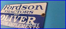 Vintage Fordson Sign Tractors Implements Service Gas Pump Porcelain Sign