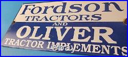 Vintage Fordson Sign Tractors Implements Service Gas Pump Porcelain Sign