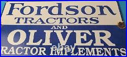 Vintage Fordson Sign Tractors Implements Service Gas Pump Porcelain Sign