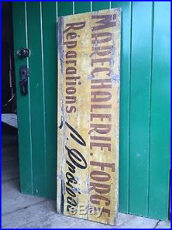 Vintage French Wooden Advertising Sign Car Garage Repair Sign