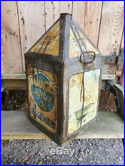 Vintage GAMAGES 5 Gallon Pyramid Motor Oil Can for Austin Cars Automobilia